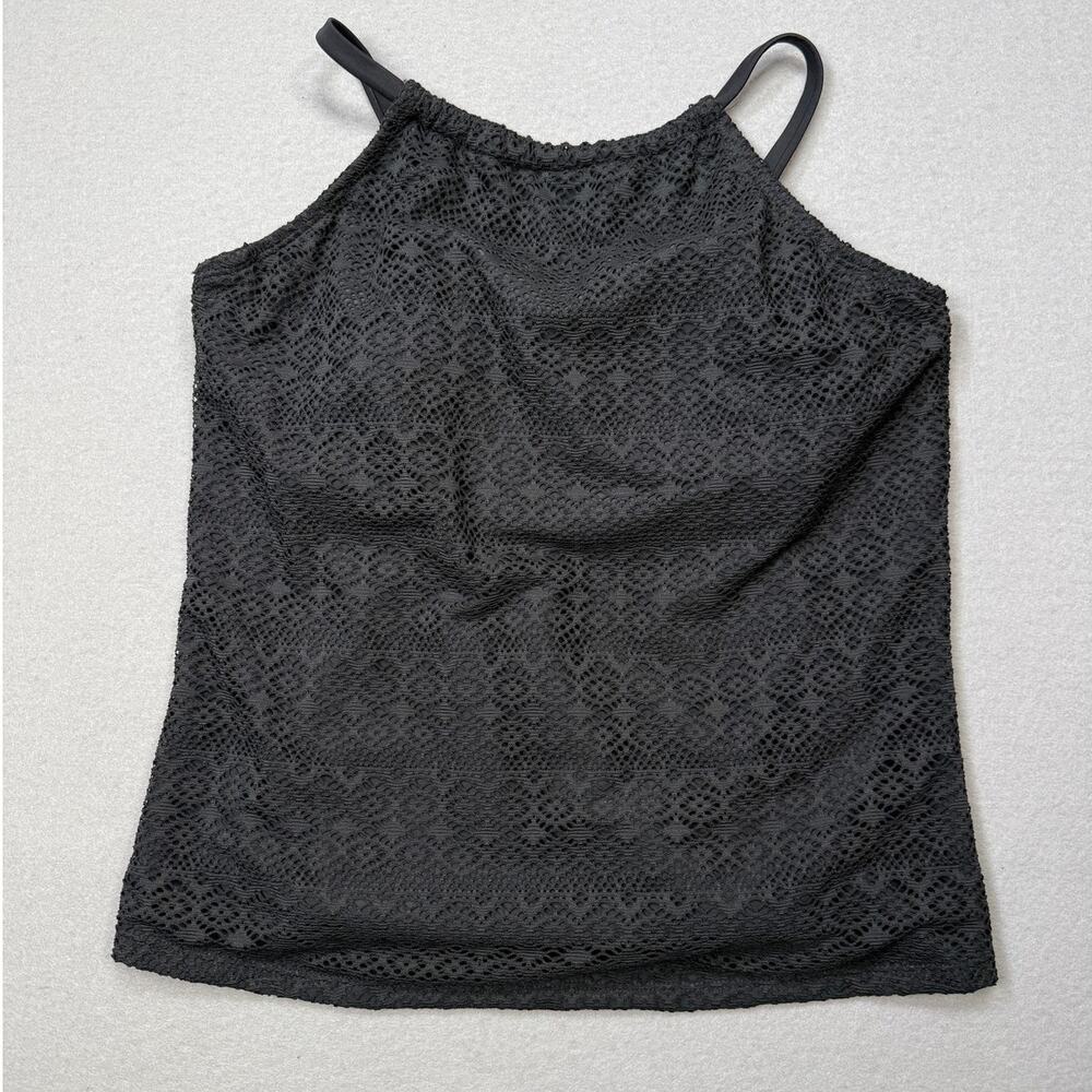 Island Escape Women's Crochet Underwire Tankini Swim Top, Black 12 $40